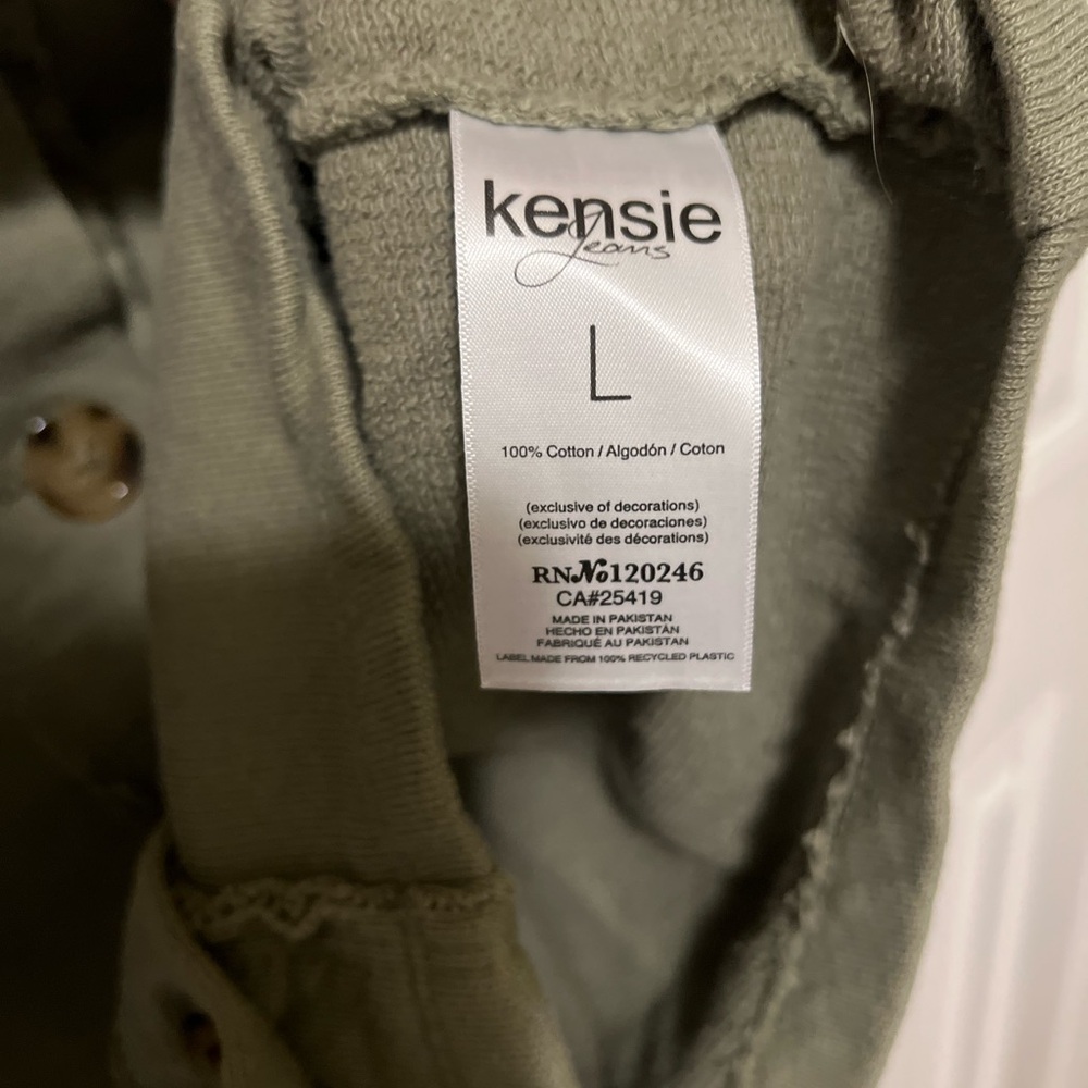 Military Green Button-Up Cotton Jacket - Picture 2 of 2